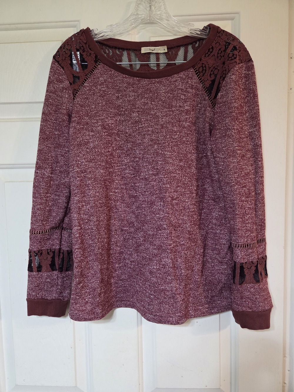 hazel Burgundy Lace-Overlay Pullover